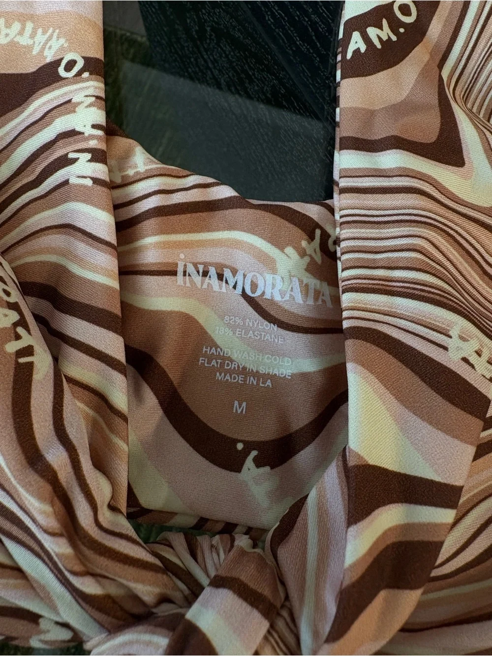iNAMORATA Swirl-Striped Tie-Front Bikini Top and Tie-Side Bottom Size: M - Picture 3 of 4